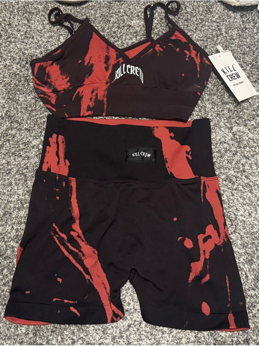 Kill Crew Black with Red Splash Athletic Shorts
